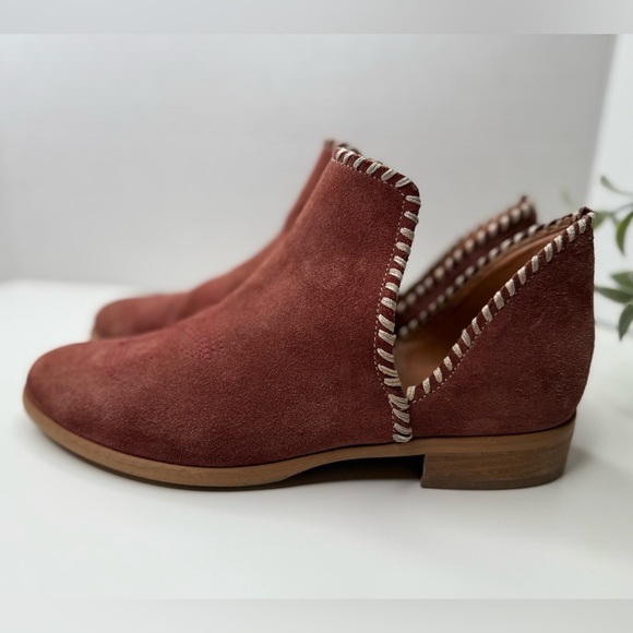 Sundance Lola Whipstitched Boots in Rust Suede EU 39/US 8.5 Cut Out Embroidered - Picture 4 of 16